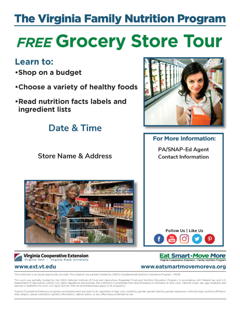 Grocery Store Tour Flyer (Dec 2021) Virginia Family Nutrition Program