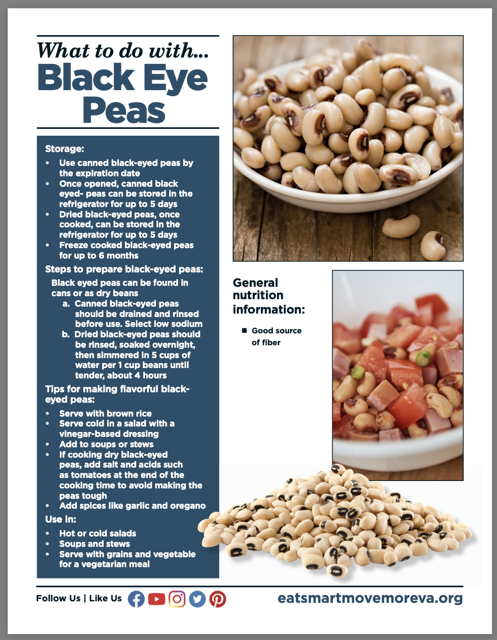 Image of Black Eyed Peas cooking tips worksheet