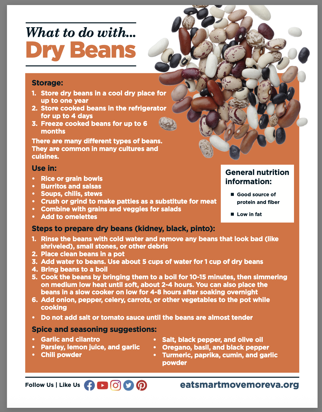 Image of Dry Beans cooking tips worksheet