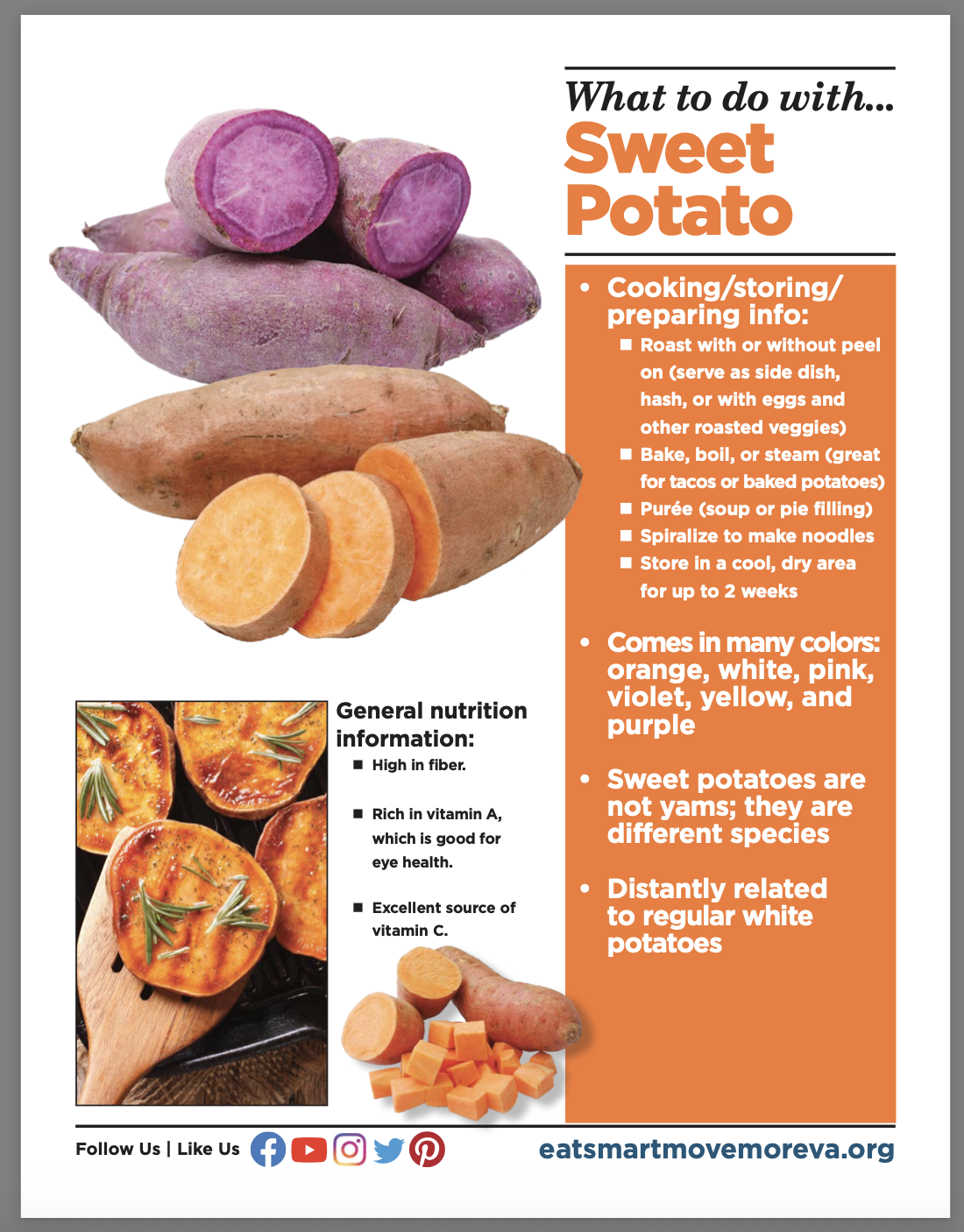 Image of Sweet Potato cooking tips worksheet