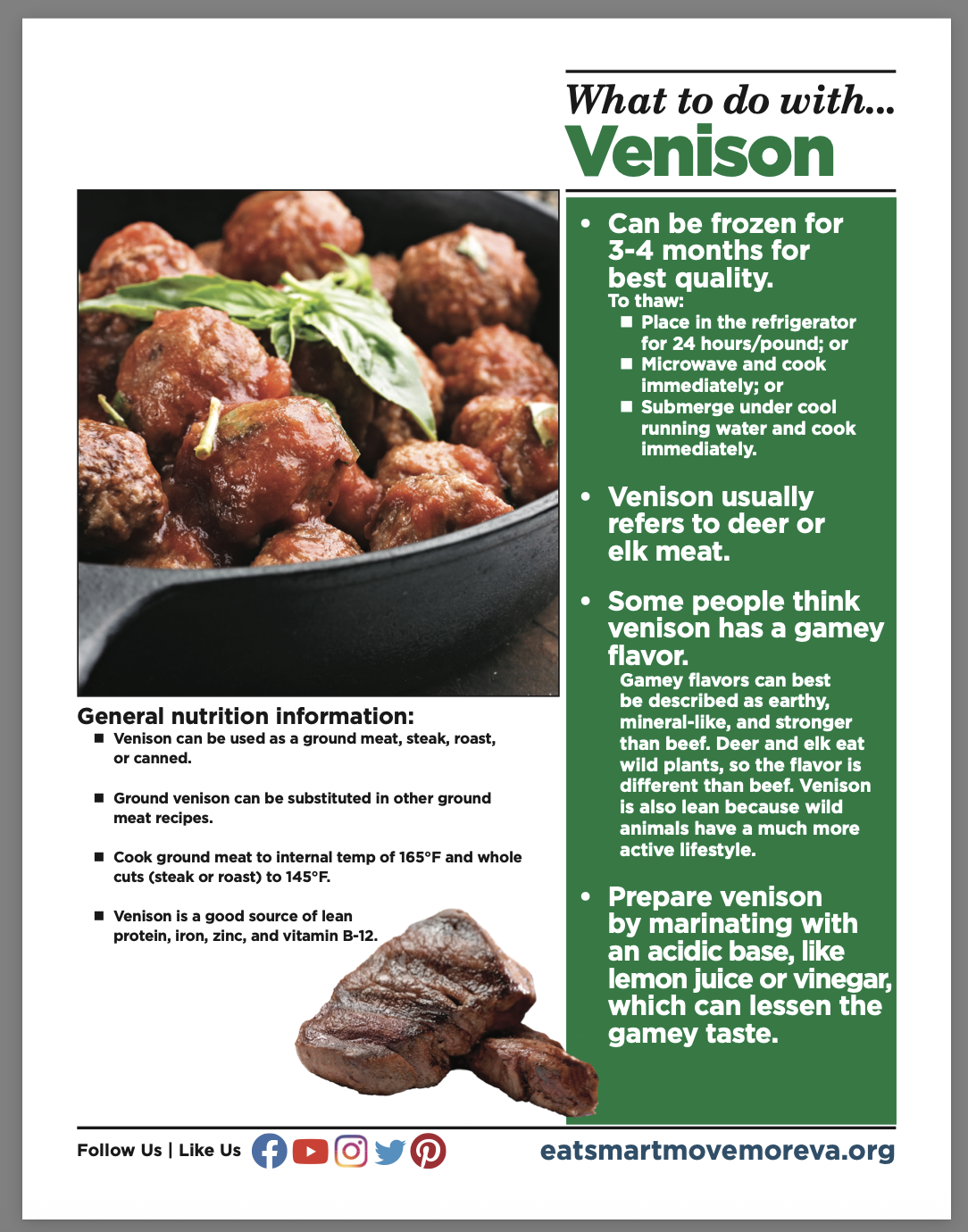 Image of Venison cooking tips worksheet