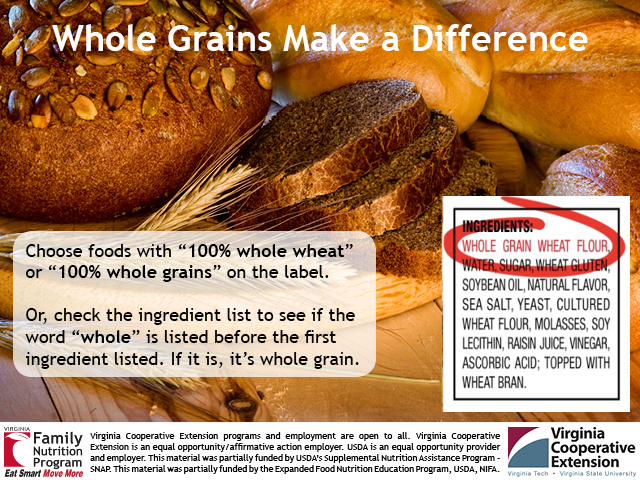 Reading labels to determine if food is whole grain