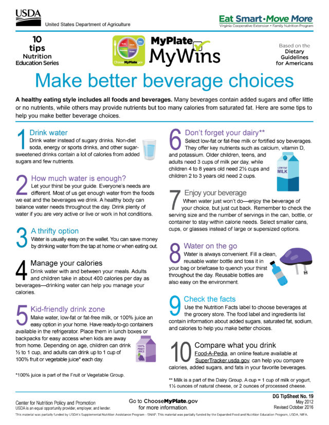 DG Tip Sheet Make Better Beverage Choices Virginia Family Nutrition