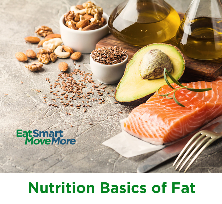 sources of healthy fats in different foods, including nuts, seeds, avocados, oil, and salmon